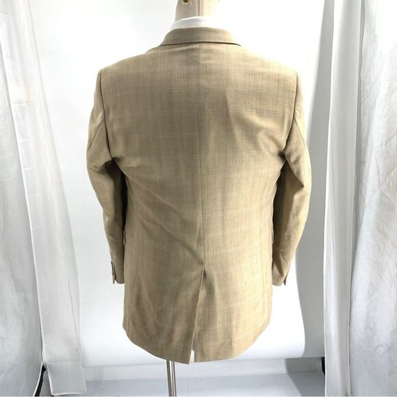 Jack Victor Size 42L Wheat Color Windowpane 2 Button Wool Sport Jacket - Picture 7 of 9